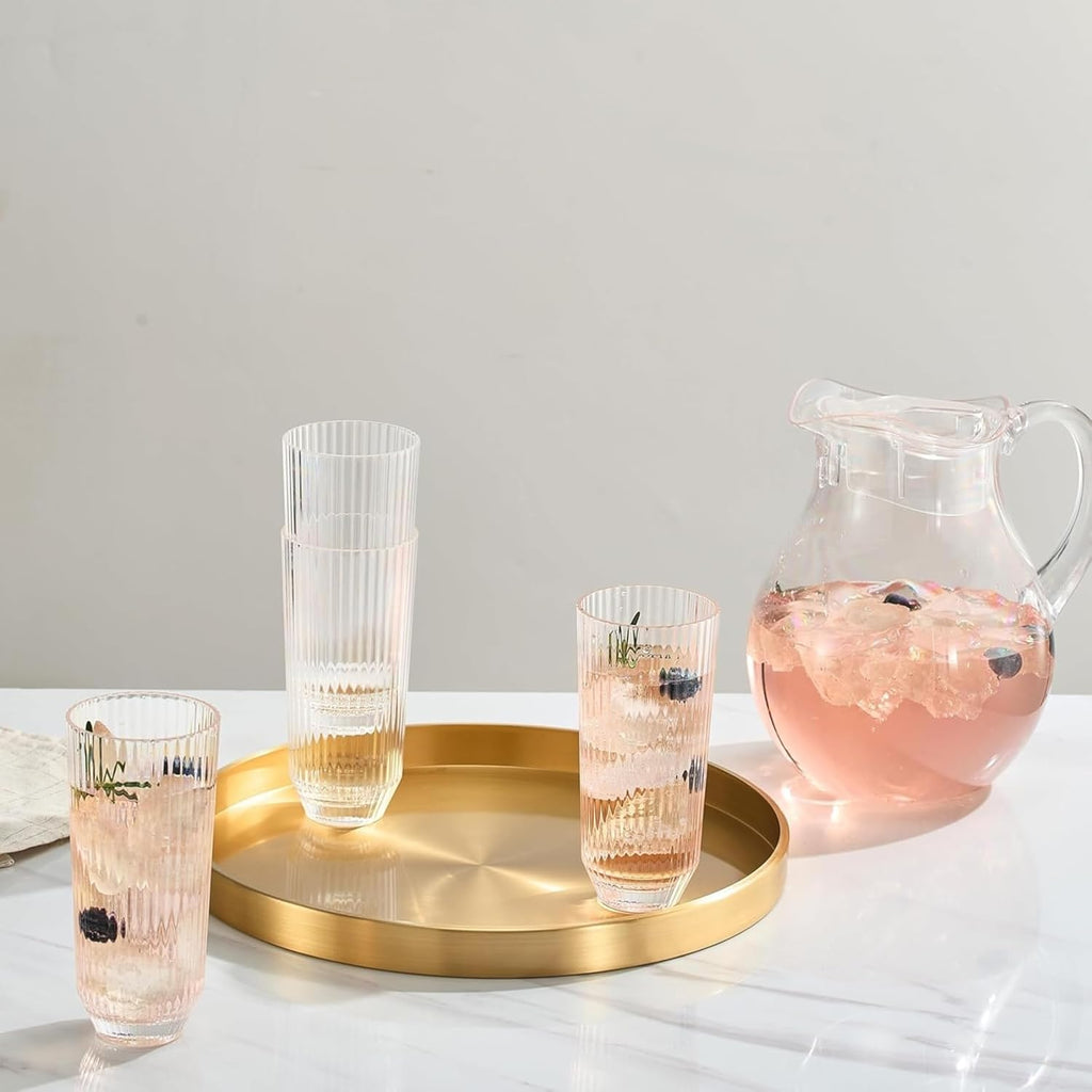 Ribbed Drinking Glasses, Set of 4
