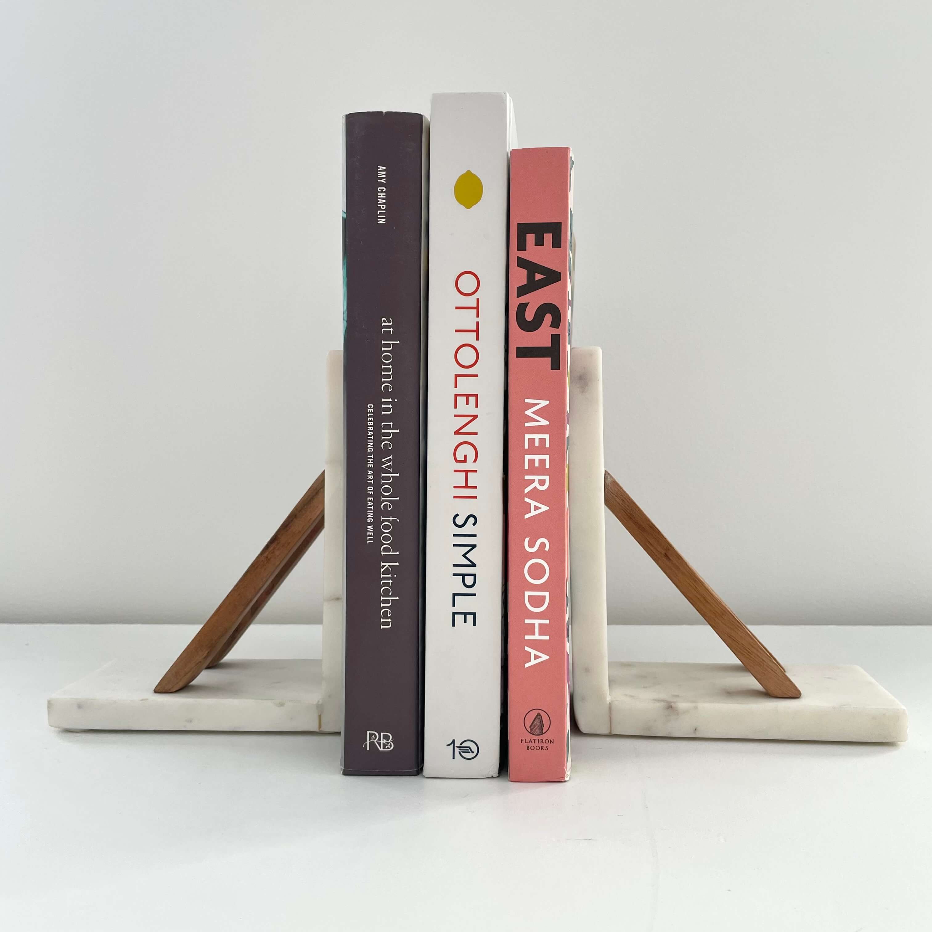 Marble & Acacia Wood Bookends