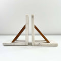 Marble & Acacia Wood Bookends