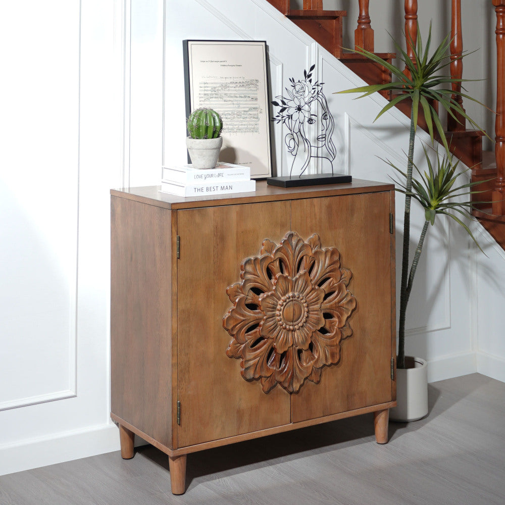 Hand-Carved Accent Cabinet