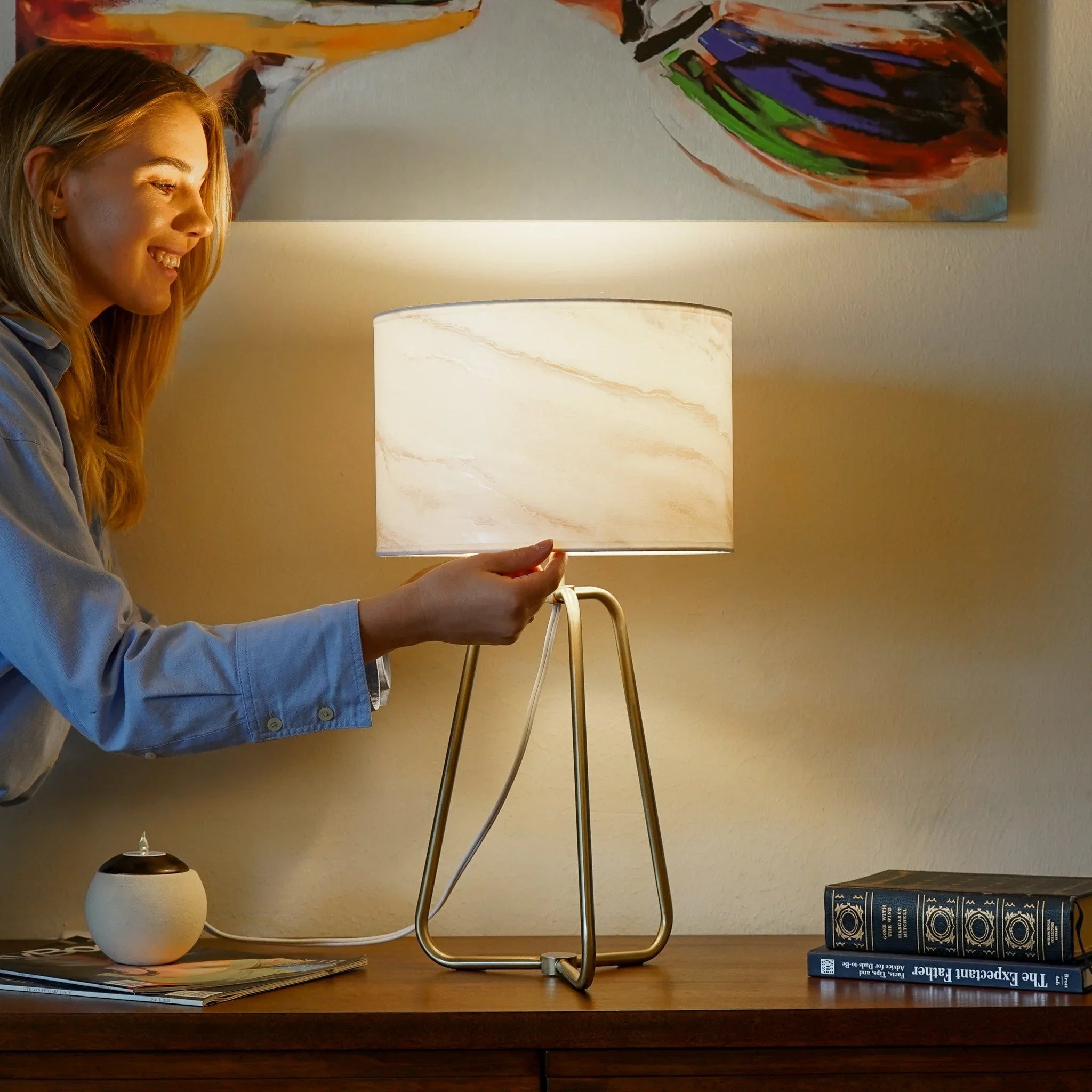 Marble & Bronze Table Lamp