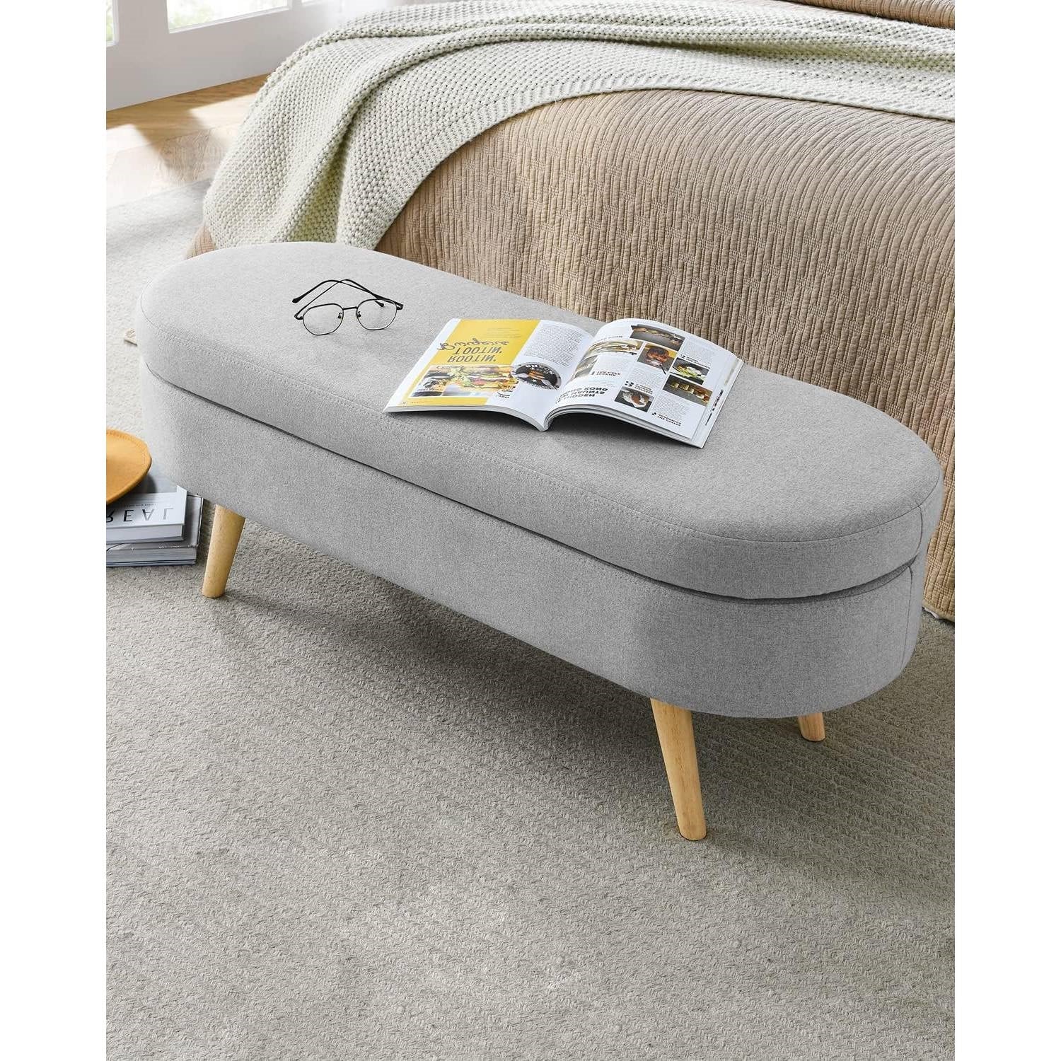 Linen Storage Bench, Grey