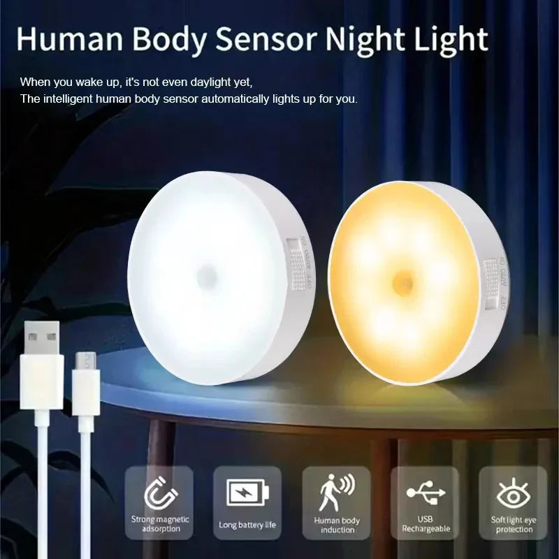 Motion-Sensor LED Night Light, USB Rechargeable