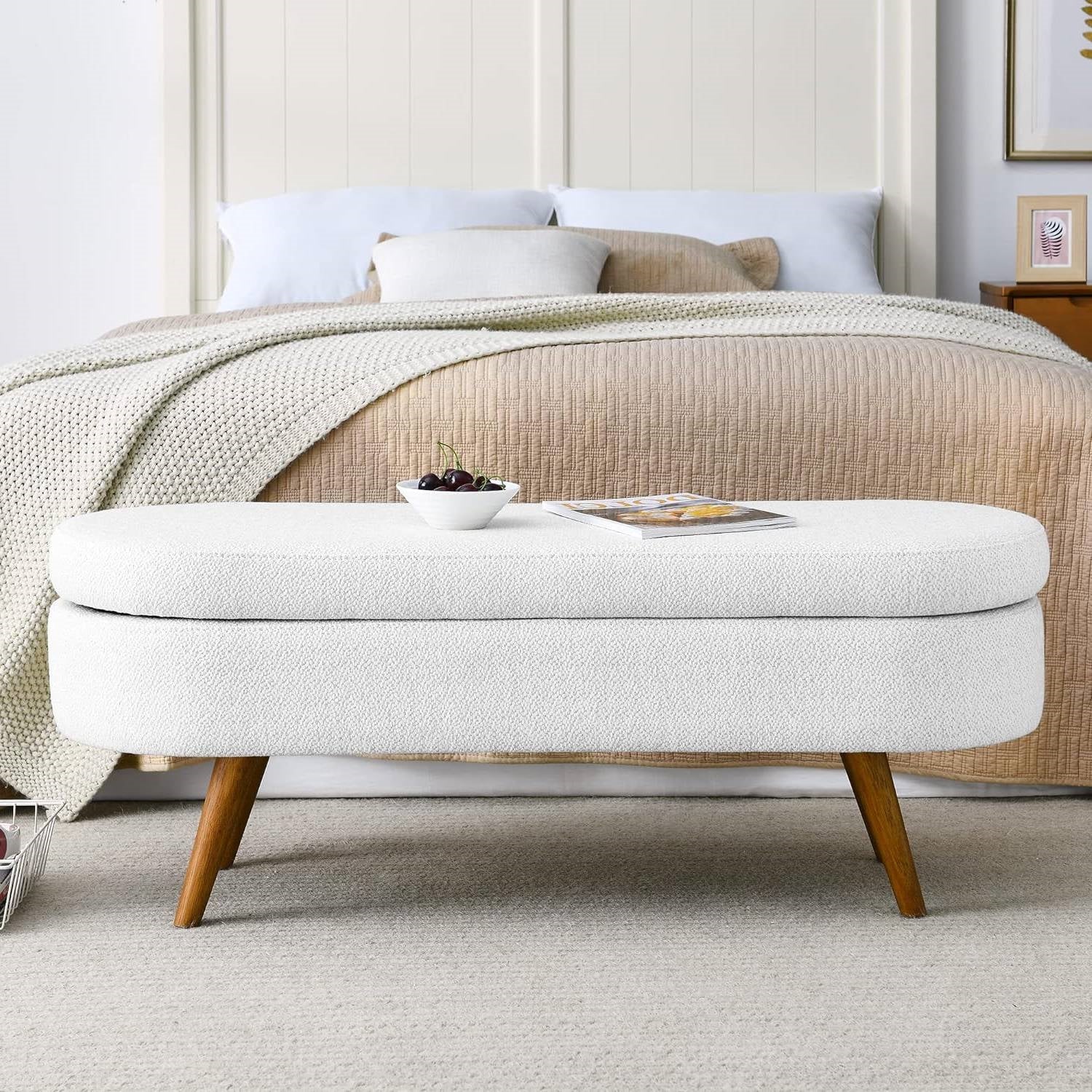 Linen Storage Bench, White