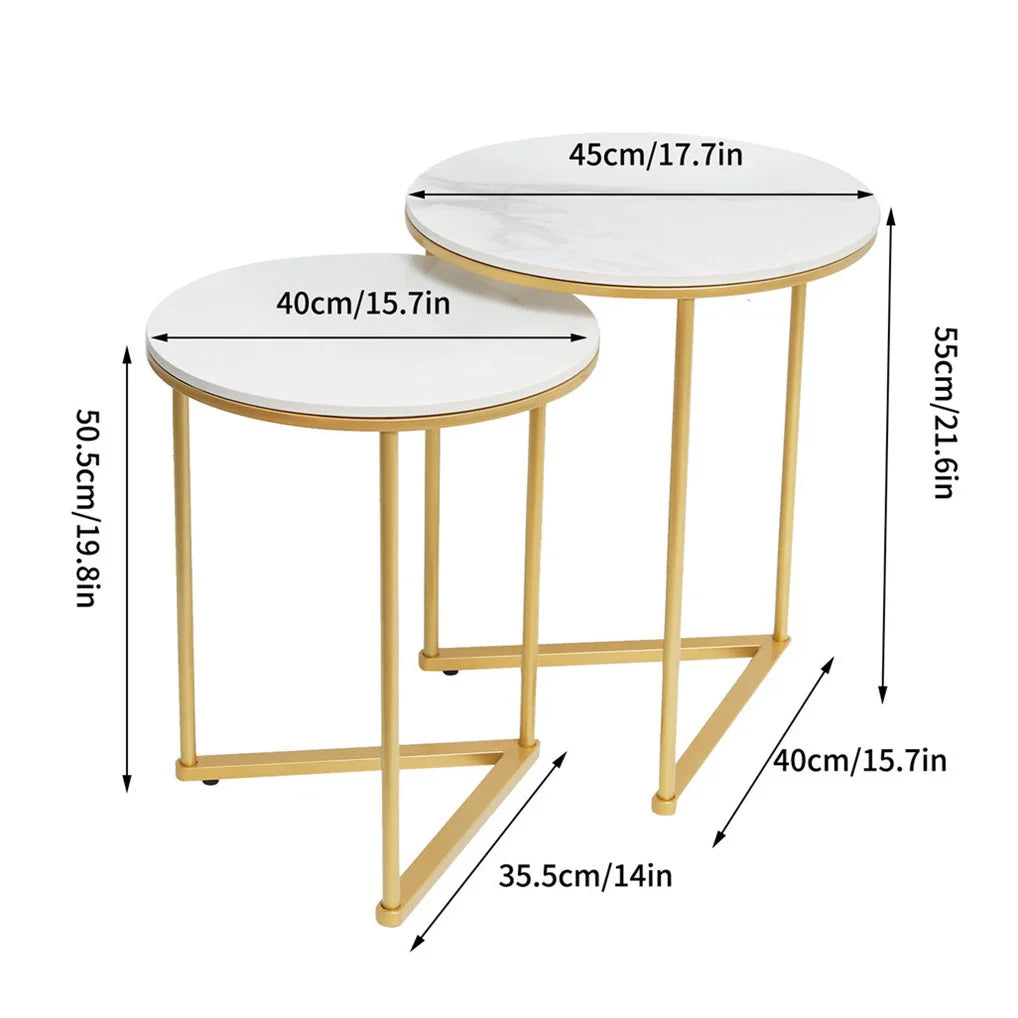 Marble & Gold Nesting Side Tables, Set of Two