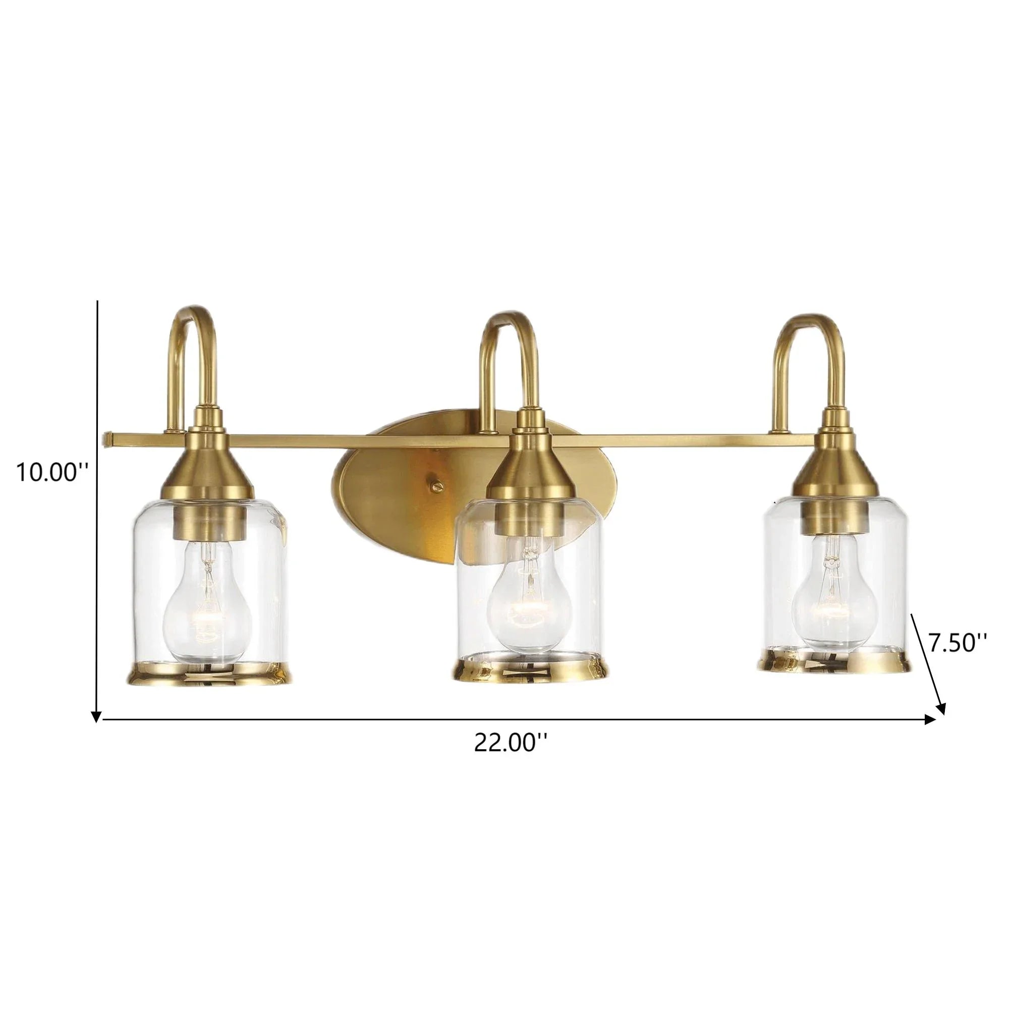 Brushed Gold Vanity Light, 3-Light