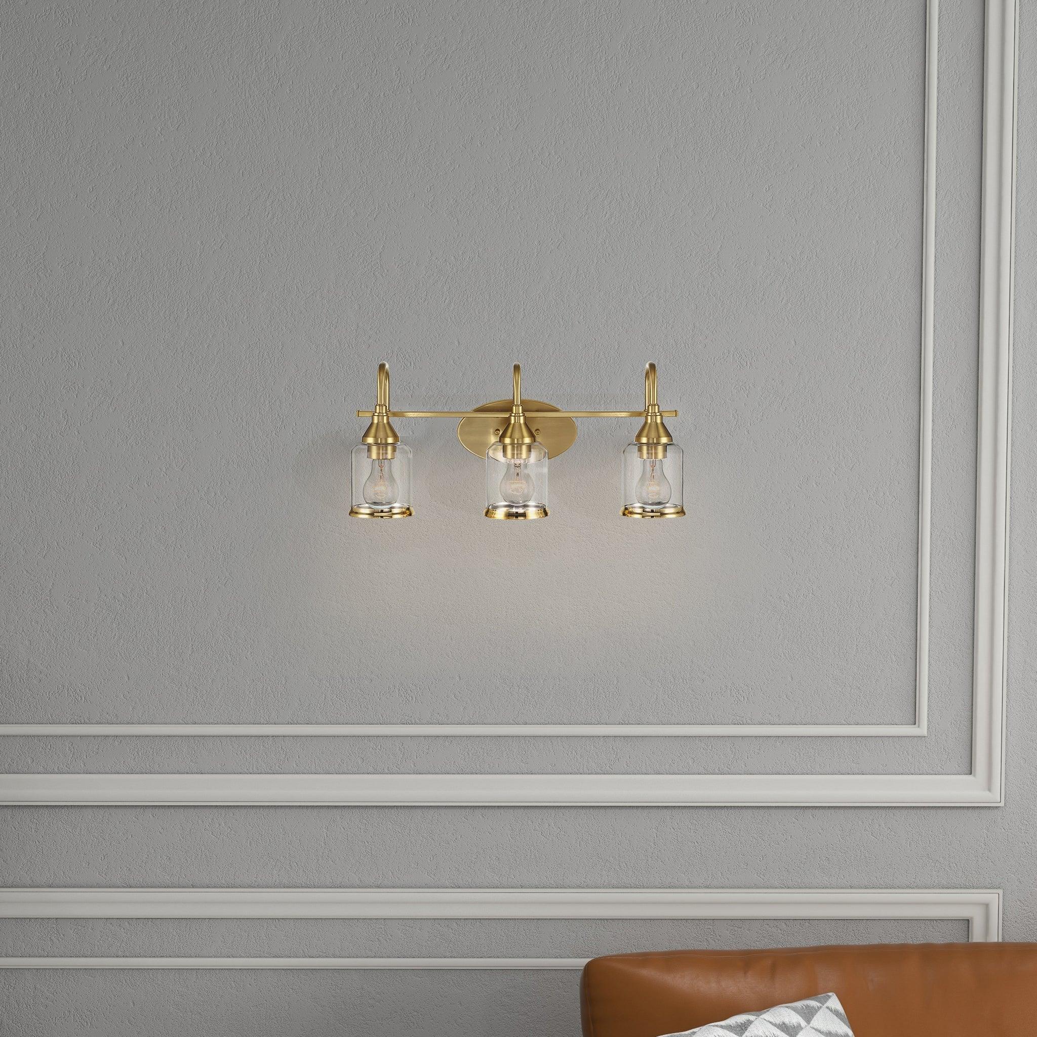 Brushed Gold Vanity Light, 3-Light