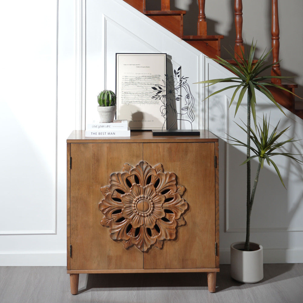 Hand-Carved Accent Cabinet