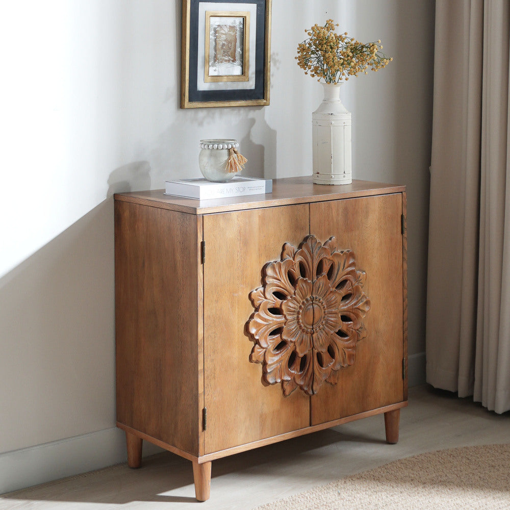 Hand-Carved Accent Cabinet