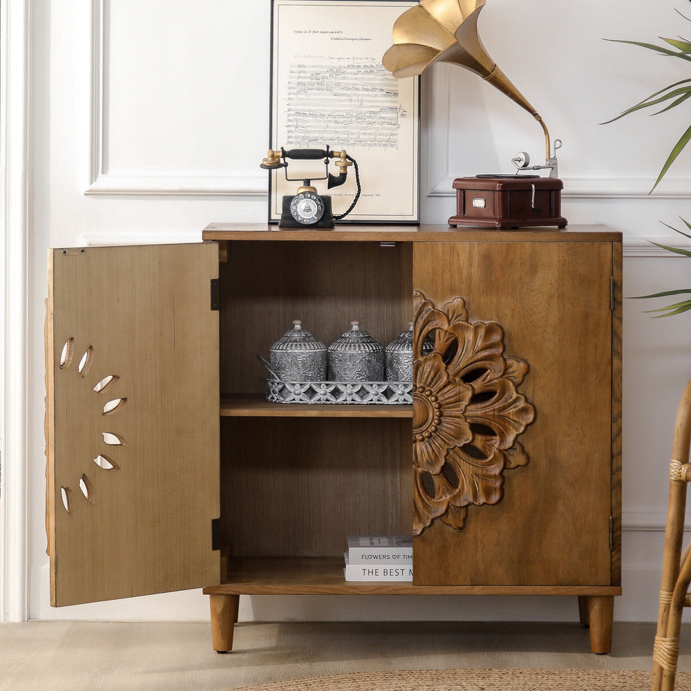 Hand-Carved Accent Cabinet