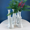 Milk Glass Vase Collection, Set of Seven