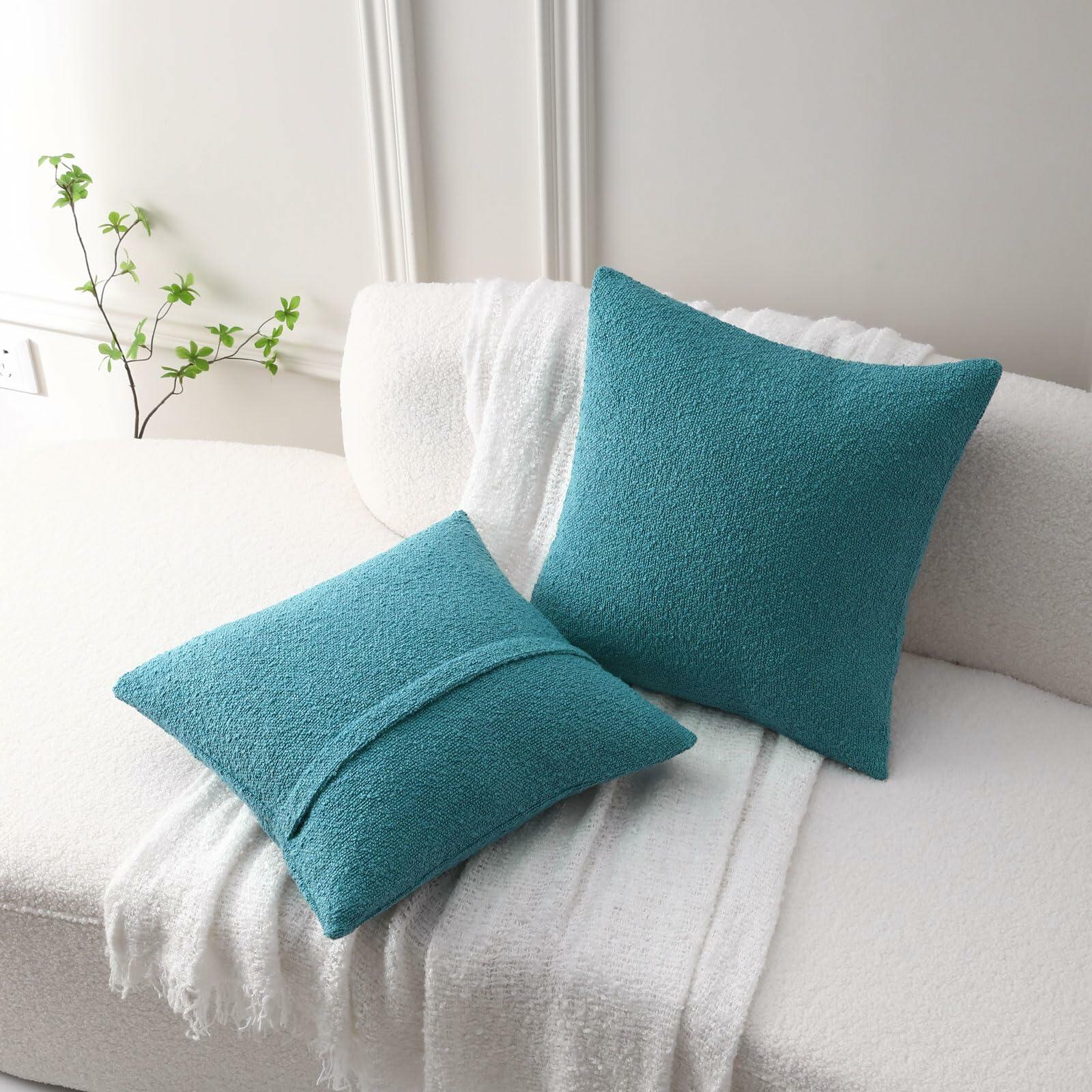 FUTEI Throw Pillow Covers, Teal Blue (Set of 2)