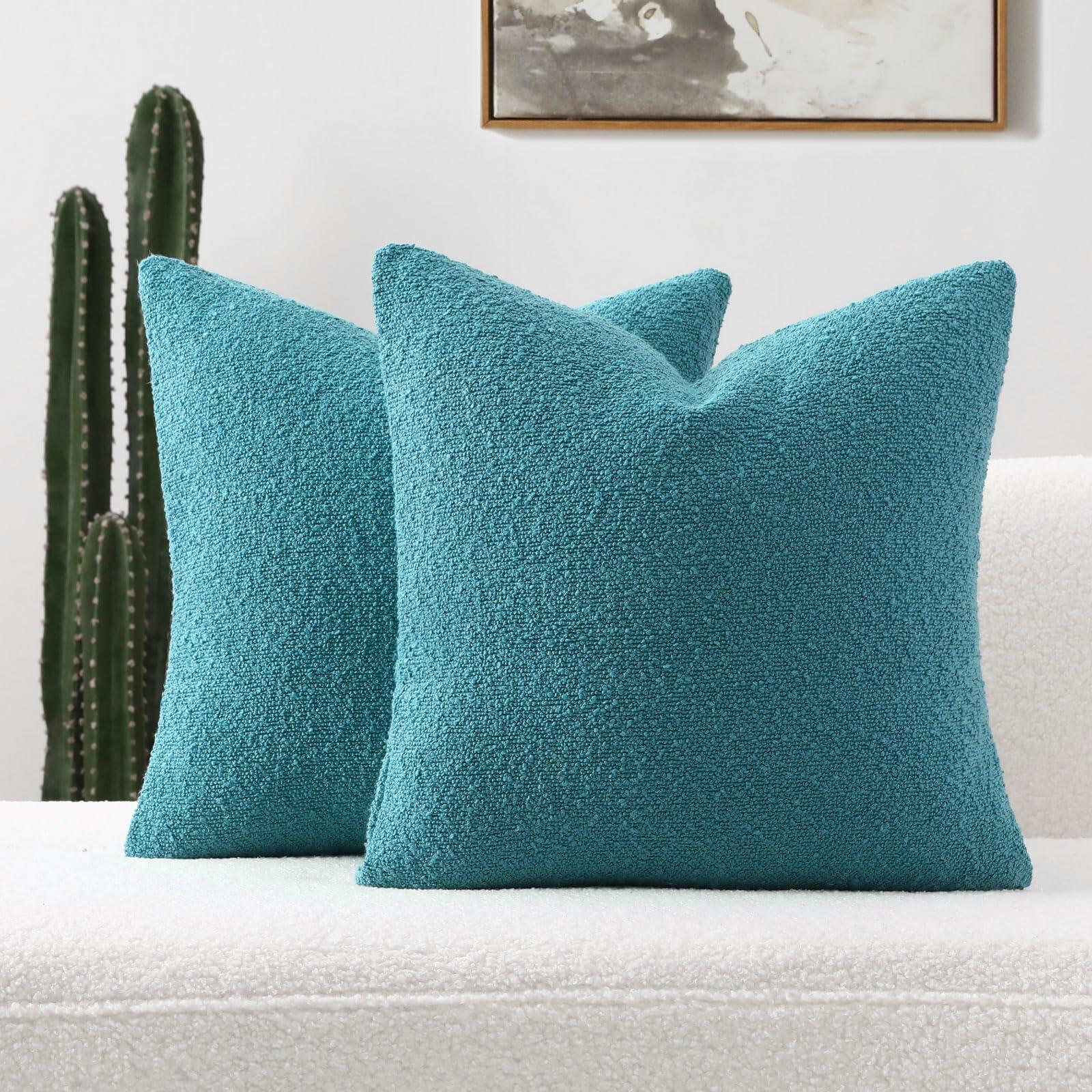 FUTEI Throw Pillow Covers, Teal Blue (Set of 2)