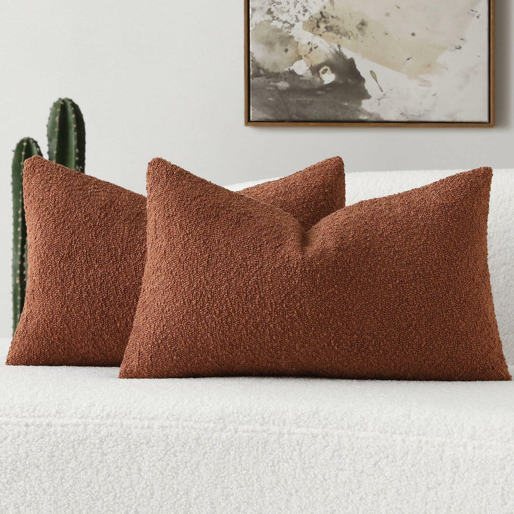 FUTEI Throw Pillow Covers, Rust (Set of 2)