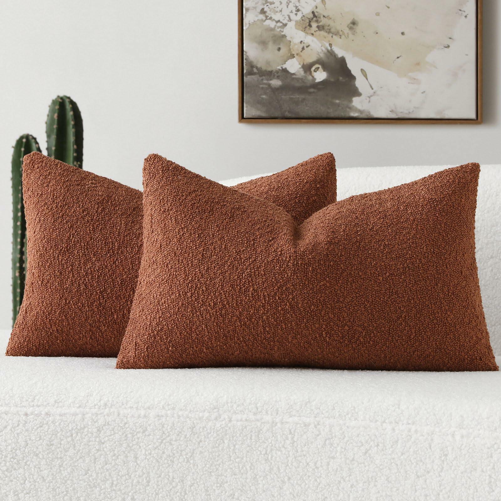 FUTEI Throw Pillow Covers, Rust (Set of 2)