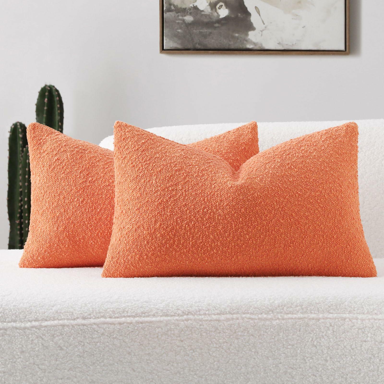 FUTEI Throw Pillow Covers, Orange (Set of 2)
