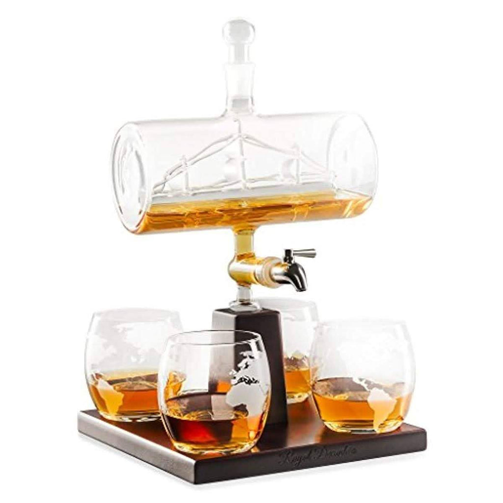 Ship Decanter Set with 4 Glasses