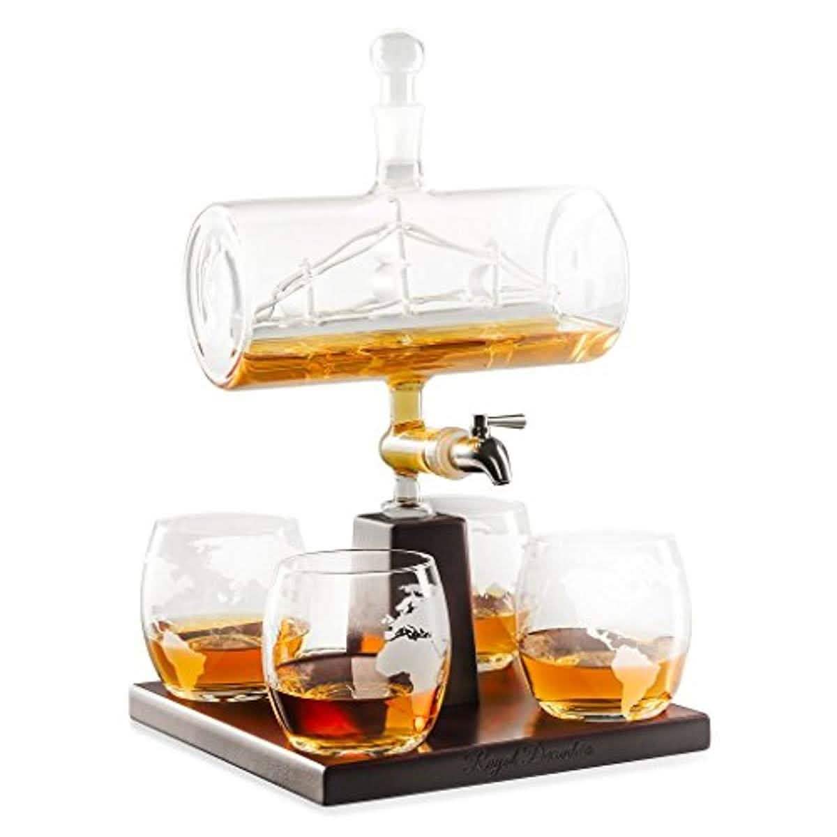 Ship Decanter Set with 4 Glasses