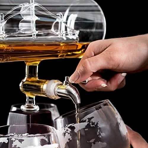 Ship Decanter Set with 4 Glasses