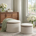 Stowaway Boucle Ottomans, Set of Two